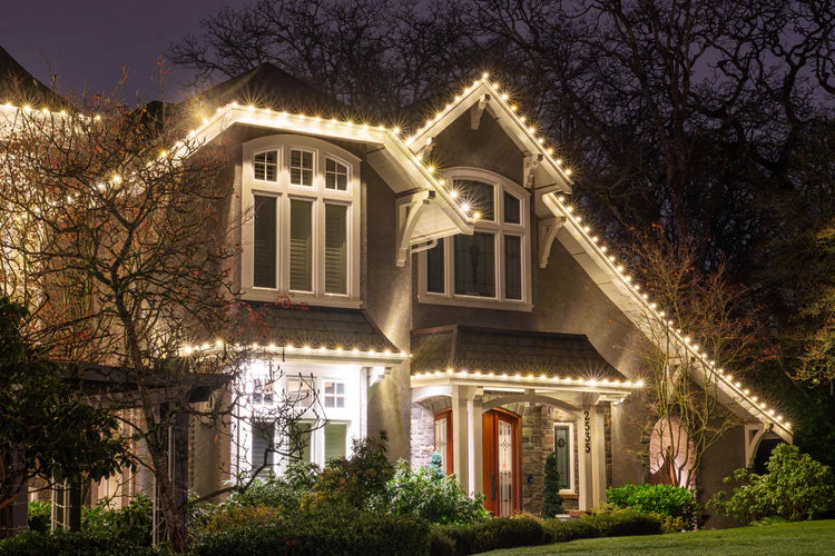 Holiday lights on a house